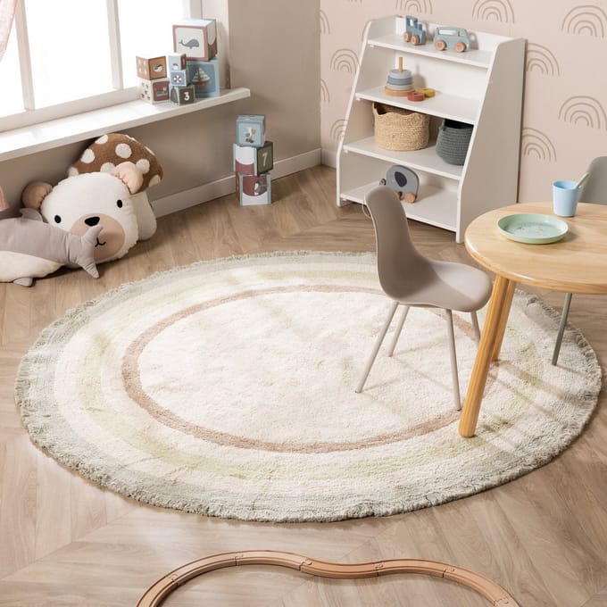 Little Olly Rond wasbaar kinderkleed - Milo Groen | 100% katoen - Ø 140cm