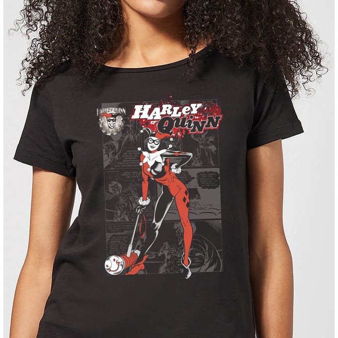 DC Comics Batman Harley Quinn Comic Page Dames T-shirt - Zwart - M