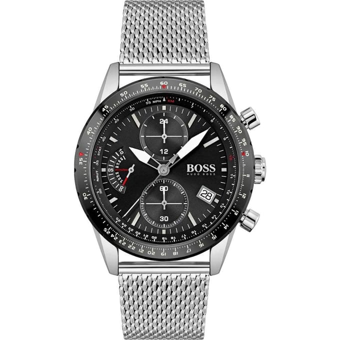 Montre Chronographe Hugo Boss 1513886 Édition Pilote pour Homme 44 argenté