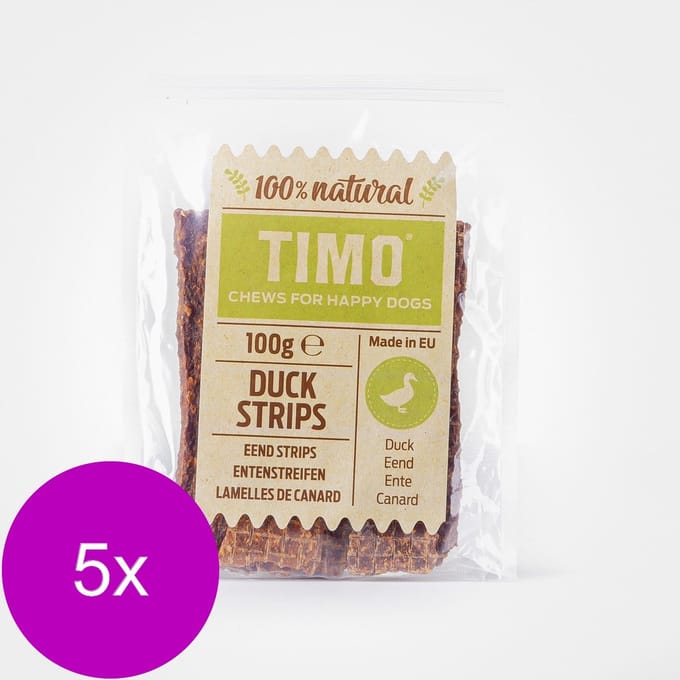 Timo Strips 100 g - Hondensnacks - 5 x Eend