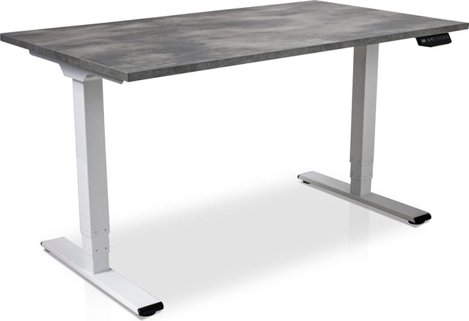 Zit-sta bureau elektrisch verstelbaar - MRC COMFORT NEN-EN 527 | 140 x 80 cm | frame wit - blad betonlook