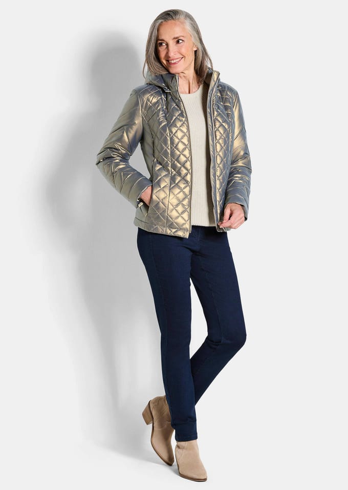 Gewatteerd jack in metallic look - goudkleurig - Gr. 20 van Goldner Fashion