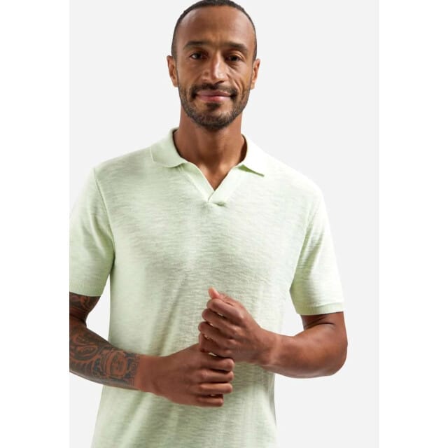No Excess Pullover Short Sleeve V-Polo Slub Seagreen  M