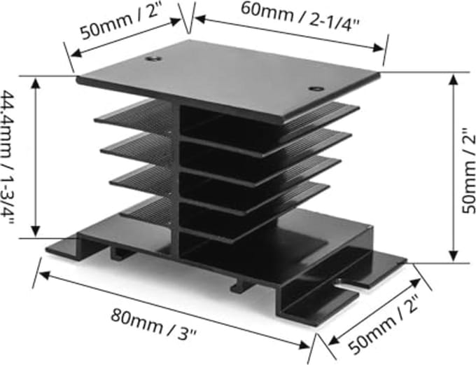 Monofasig Solid State Relais Aluminium voor 10A, 25A, 40A - 2 Stuks