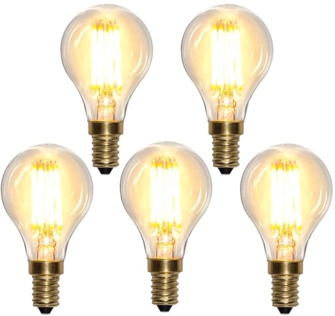 5-Pack | Kogellamp - E14 - 4.5W - Super Warm Wit <2200K - Dimbaar - Filament - Helder