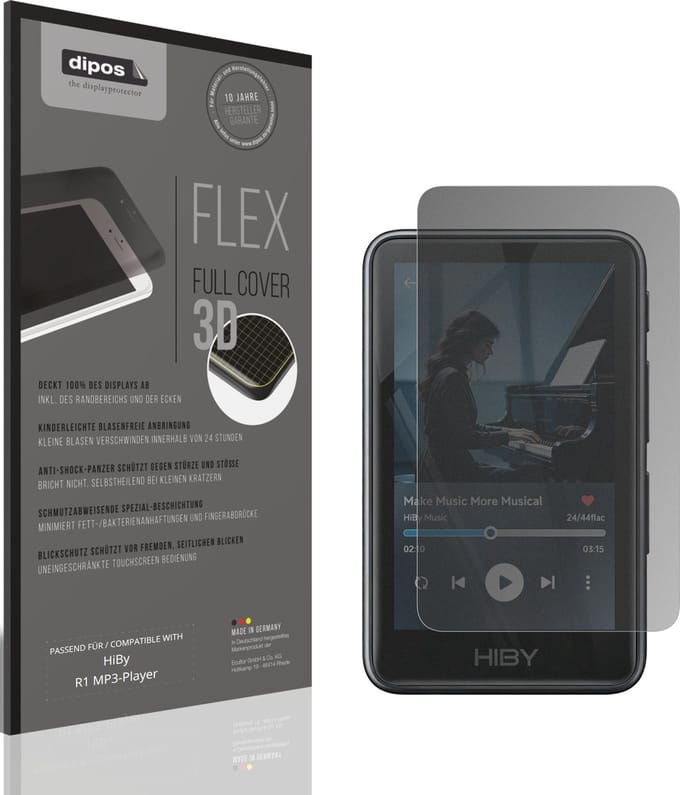 dipos FLEX – Matte Privacy Screenprotector geschikt voor HiBy R1 MP3-Player | Volledige Schermbescherming | Case-Friendly