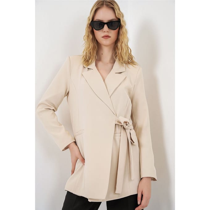 Lange Striksluiting Sjaalkraag Blazer