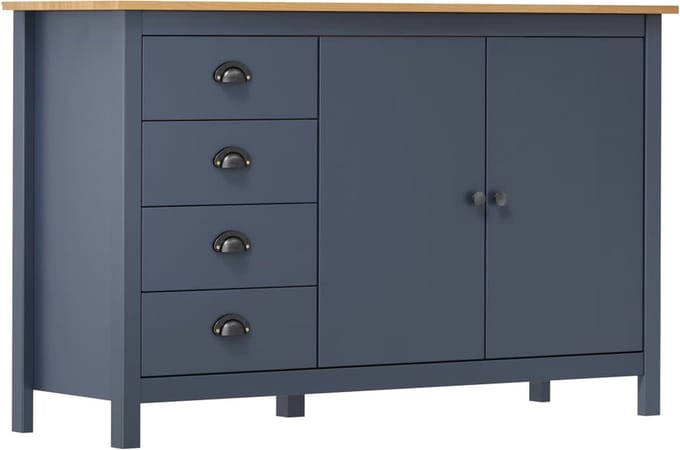 vidaXL - Dressoir - Hill - 130x40x80 - cm - massief - grenenhout - grijs