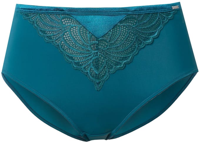 Ulla Popken - Dames - Midislip kant microvezel - Felpetrol - Maat 54+