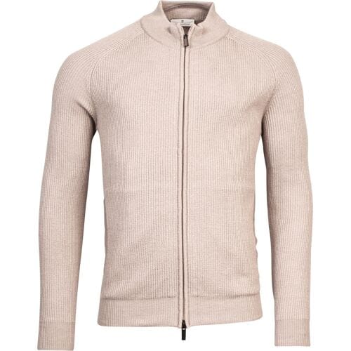 Thomas Maine Vest Ribbed Cardigan Zip Licht Beige / male