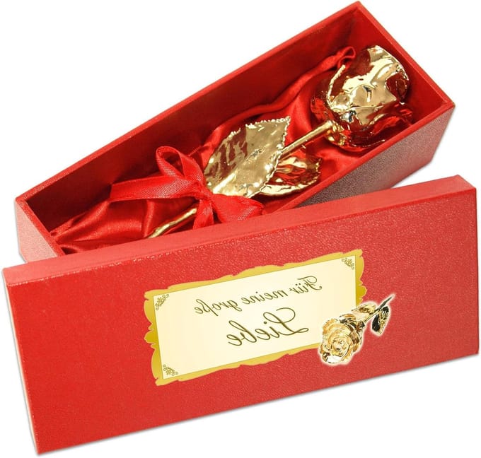 Gouden Roos - Echte bloem - Liefde tonen - Vergulde eeuwige roos - 28 cm - Goud