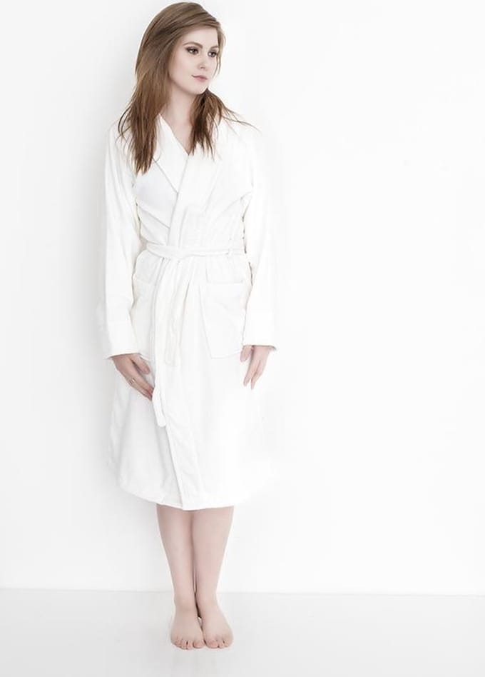 HnL Badjas Velours Uni - White - Maat XL