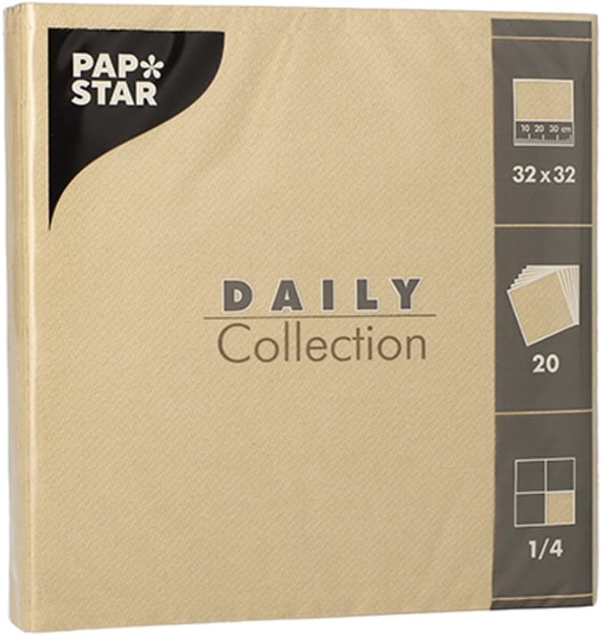 15x 20 Servetten DAILY Collection 1/4 vouw 32 cm x 32 cm zand