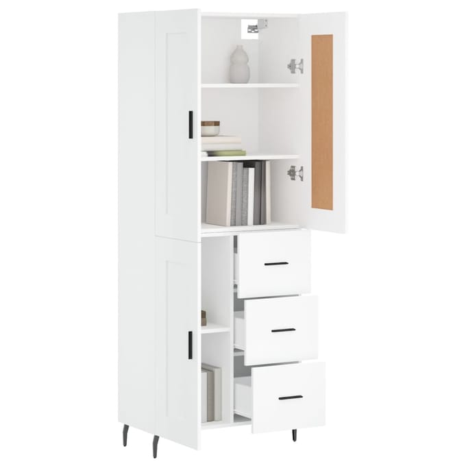 Vidaxl Witte Vitrinekast, Wit, 69,5X34X180 Cm, Materiaal Houtvezelplaat