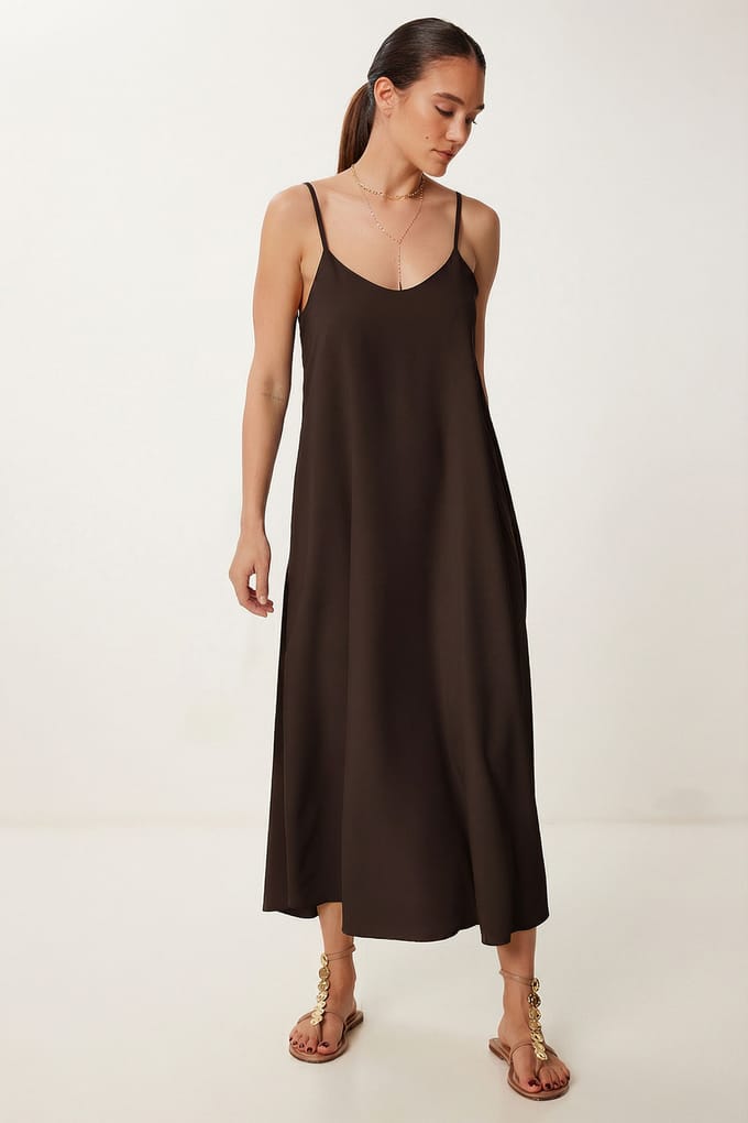 Losse Midi-jurk met U-hals