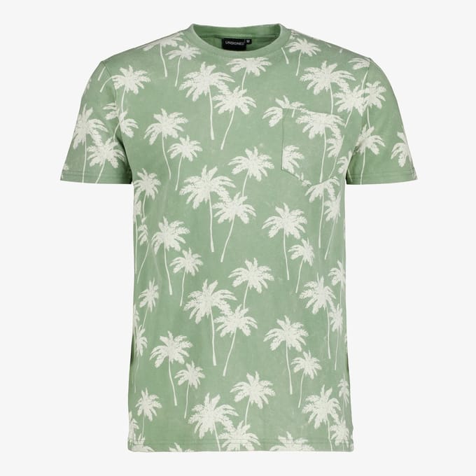 Unsigned heren T-shirt met palmbomen groen - Maat M