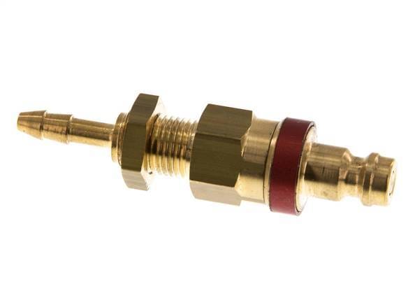 Messing DN 5 Rood Luchtkoppeling Insteeknippel 4x6 mm Push-On Schotkoppeling Double Shut-Off - CLP5-NB-B-RED-SV-4
