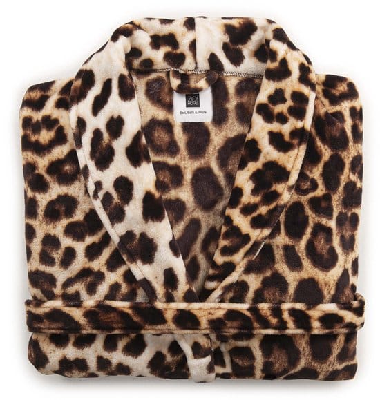 ZoHome Leopard Badjas Lang - Fleece - Maat M - Brown