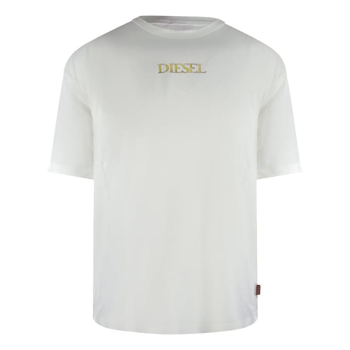 Diesel Heren T-shirt katoen met logo (Gebroken wit)