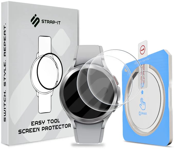 Strap-it 2-pack Screenprotector met One-Click Tool screen protector display bescherming geschikt voor Samsung Galaxy Watch 4 Classic 46mm