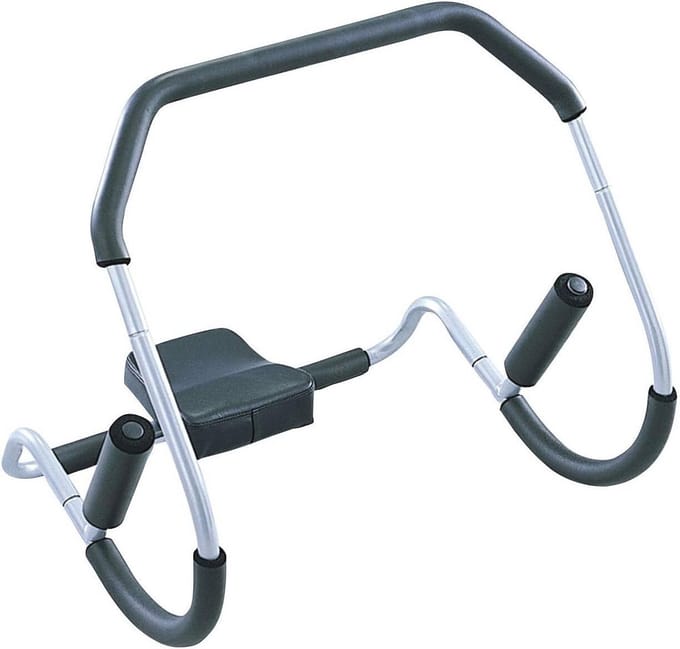 Buikspiertrainer - Ab roller - Core training - Gevoerde hoofdsteun - 450 g handgrepen - Grijs zwart