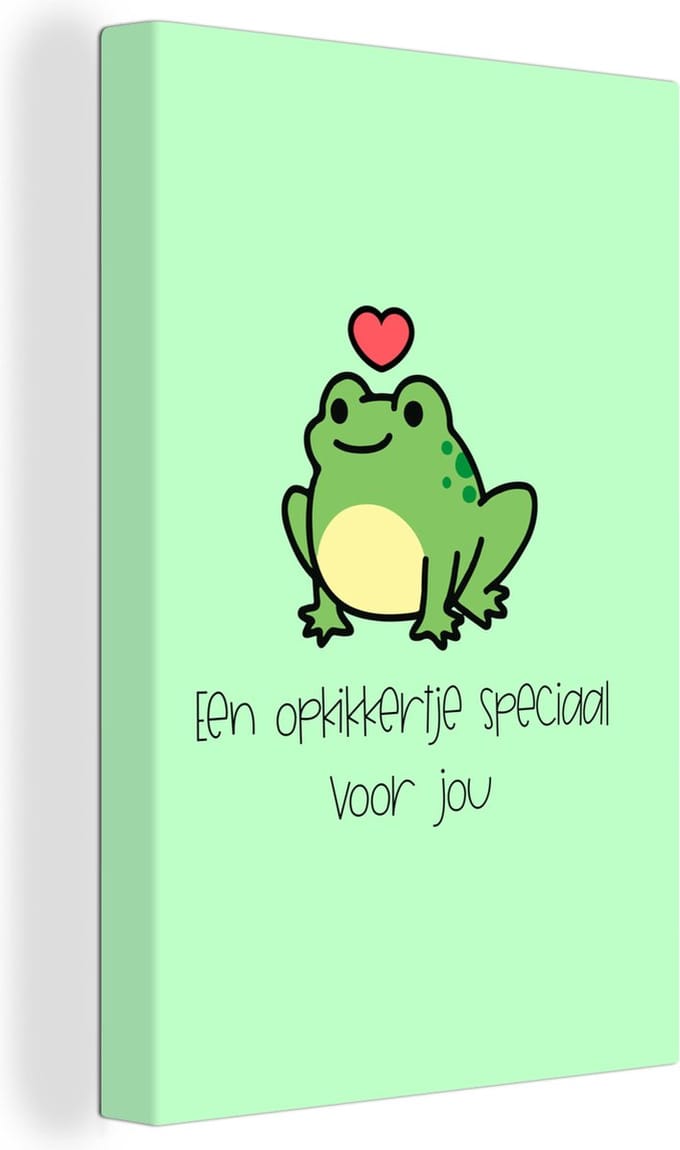 Canvas Schilderij Beterschap - Quotes - Kikker - Opkikker - 40x60 cm - Wanddecoratie