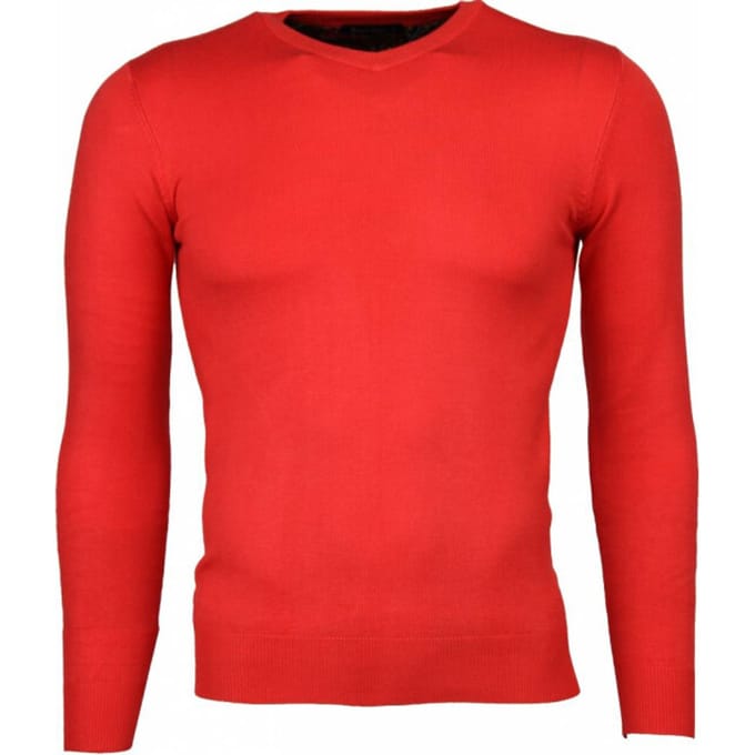Casual Trui - Exclusive Blanco V-Hals - Rood