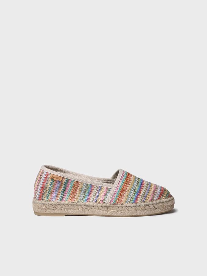 Platte espadrilles voor dames van veelkleurig raffia | ALMA-MH