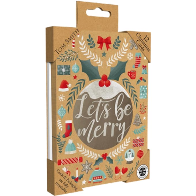 Tom Smith Luxe kerstkaart Let's Be Merry - 12 stuks