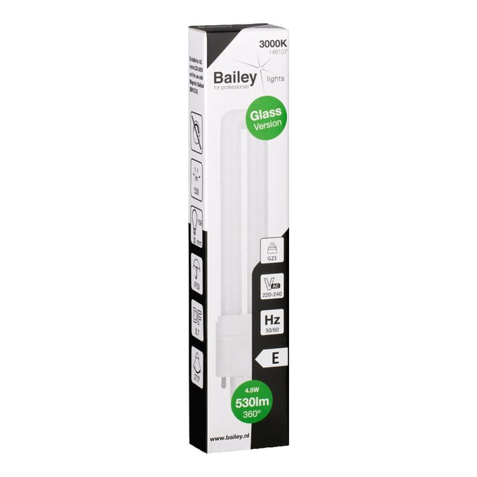 Bailey Led Pl Glas G23 4.5W 530lm Warm Wit Lamp - 146107