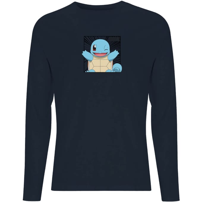 Pokémon Pokédex Squirtle #0007 Men's Long Sleeve T-Shirt - Navy - M