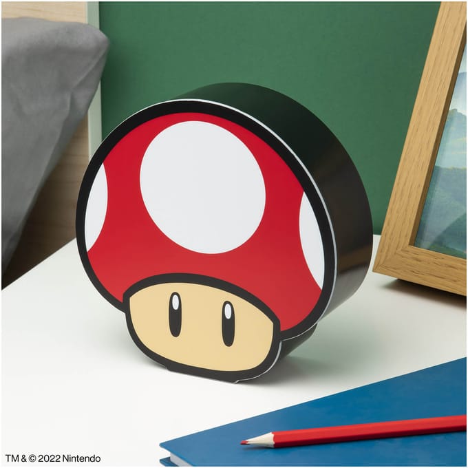 Paladone Super Mario Paddenstoel Bureau Lamp - Beige, Rood, Wit, Zwart