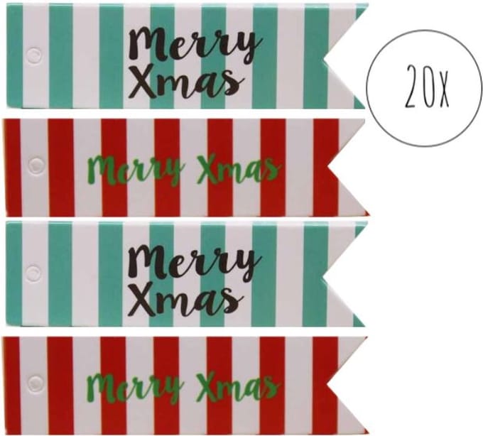 Kerstcadeau Naam Labels - Cadeaulabels - Kerstmis Kado Gift Tags - Merry Xmas - 20 Stuks