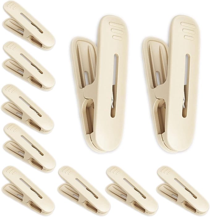 Winddichte Was Knijpers - Strandhanddoek Clips - Kleding Drogen - Versterkte Clipstructuur - 10 Stuks - Romig