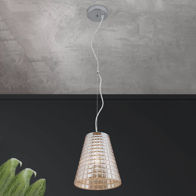 ORION Glazen pendellamp Sarala amb - m diamant geslepen