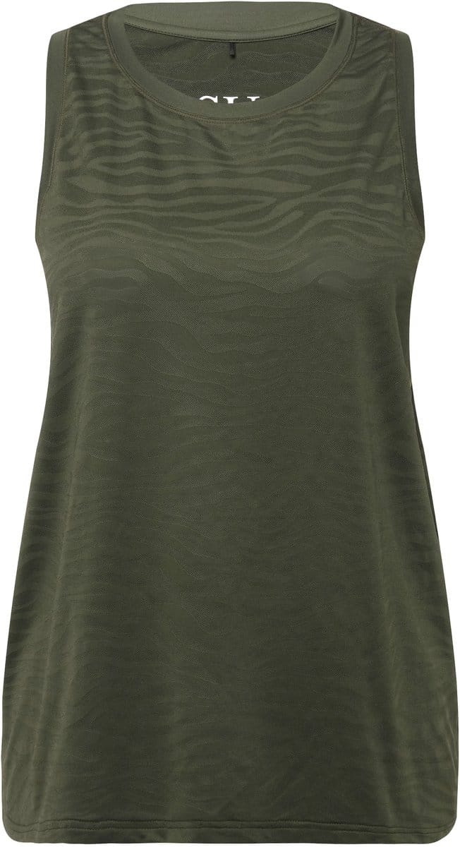 Studio Untold - Dames - Top jersey met burnout-effect zebra-motief - Mosgroen - Maat 42+