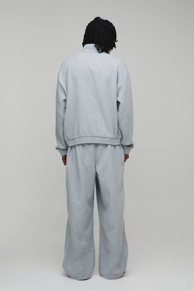 Tall Oversized Boxy Funnel Neck Sweatshirt | Grey Marl | Size Small