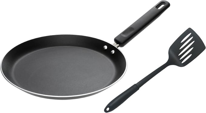 Set van 2 Aluminium Pannen (24 cm) met Spatel voor Flinterdunne Pannenkoeken
