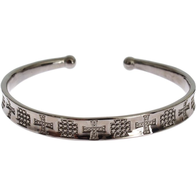 Nialaya Grijze Rhodium 925 Zilveren Bangle Armband