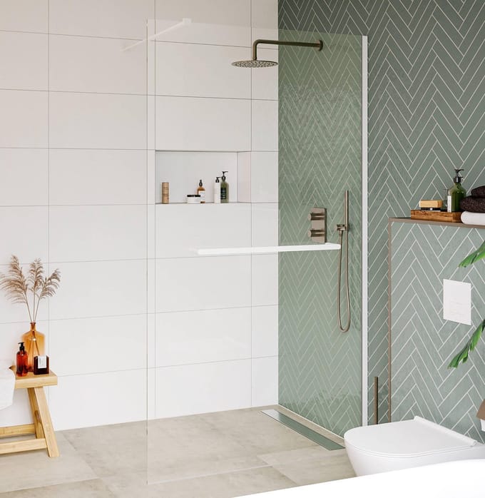 Saqu Modulo Inloopdouche - 100x210 cm - Veiligheidsglas - Inclusief Handdoekhouder - Mat wit
