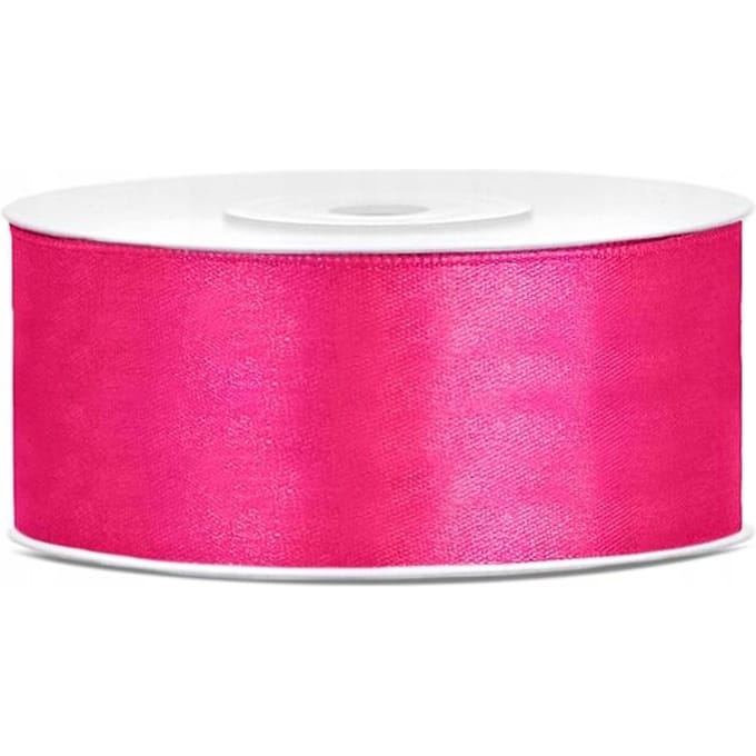 PartyDeco - Satijn lint hard roze 25 mm /rol 25 m