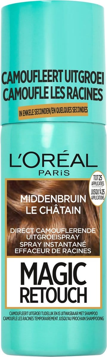 L’Oréal Paris Magic Retouch Middenbruin - Camouflerende Uitgroeispray - Natuurlijk ogend kleurresultaat - 75 ml - haarverf