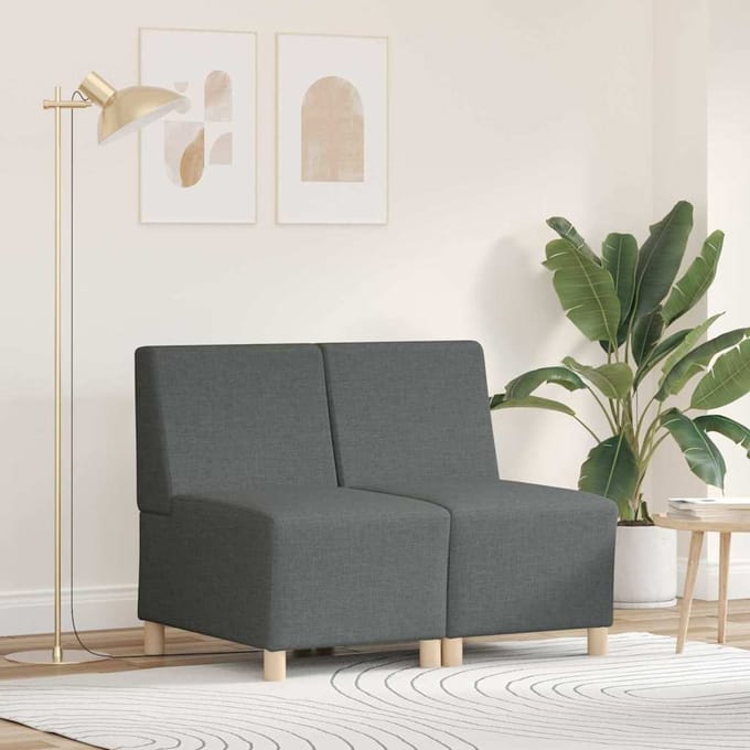 vidaXL - Modulaire - Sofa - Eenheid - Armless - 2 - st - Donkergrijs - Stof