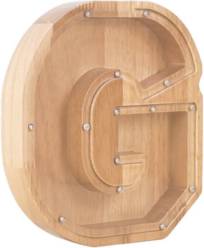 Houten spaarpot - Letter - Spaarpot - sparen - hout - letter G