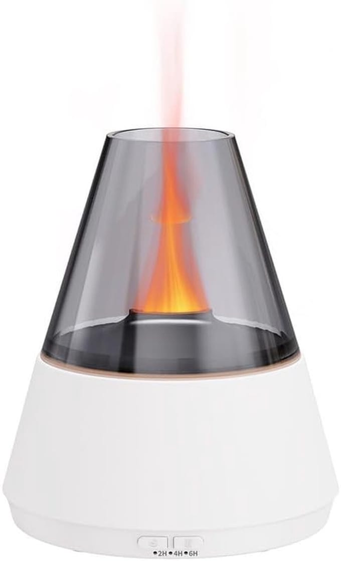 Luchtbevochtiger Vlam Effect - Aromatherapie Diffuser - Ontspannende Sfeer Creëren - 7 Kleuren Verlichting - 270 Gram - Wit