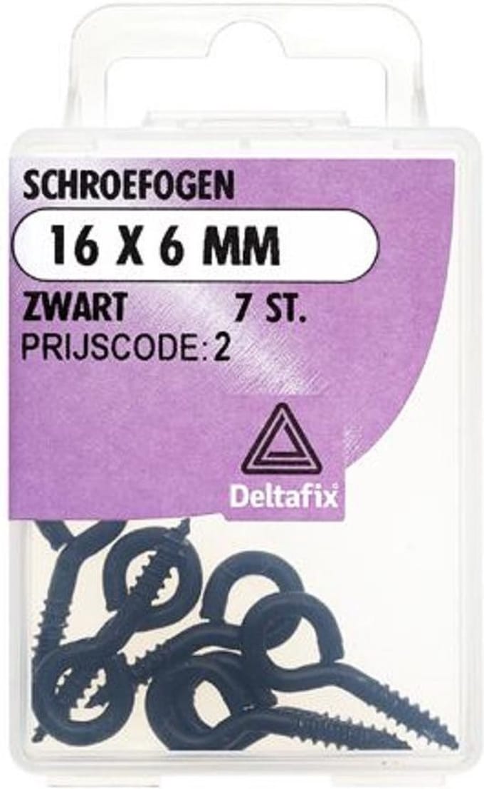 Deltafix - Schroefogen 16x6mm zwart 7st