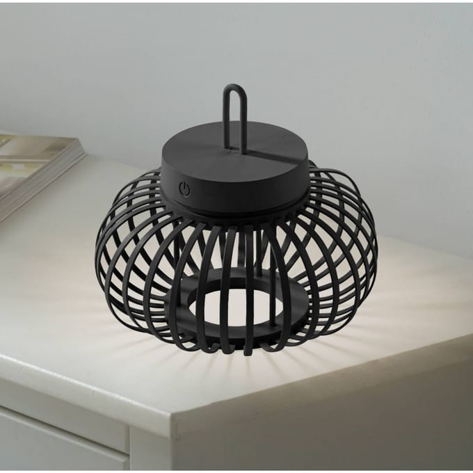 JUST LIGHT. GmbH JUST LIGHT. Akuba LED tafellamp zwart 22 cm bamboe