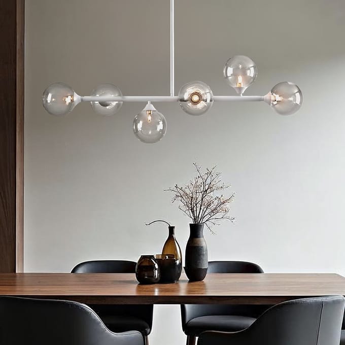 LumenXL Hanglamp Aster - wit frame - transparante glazen bollen