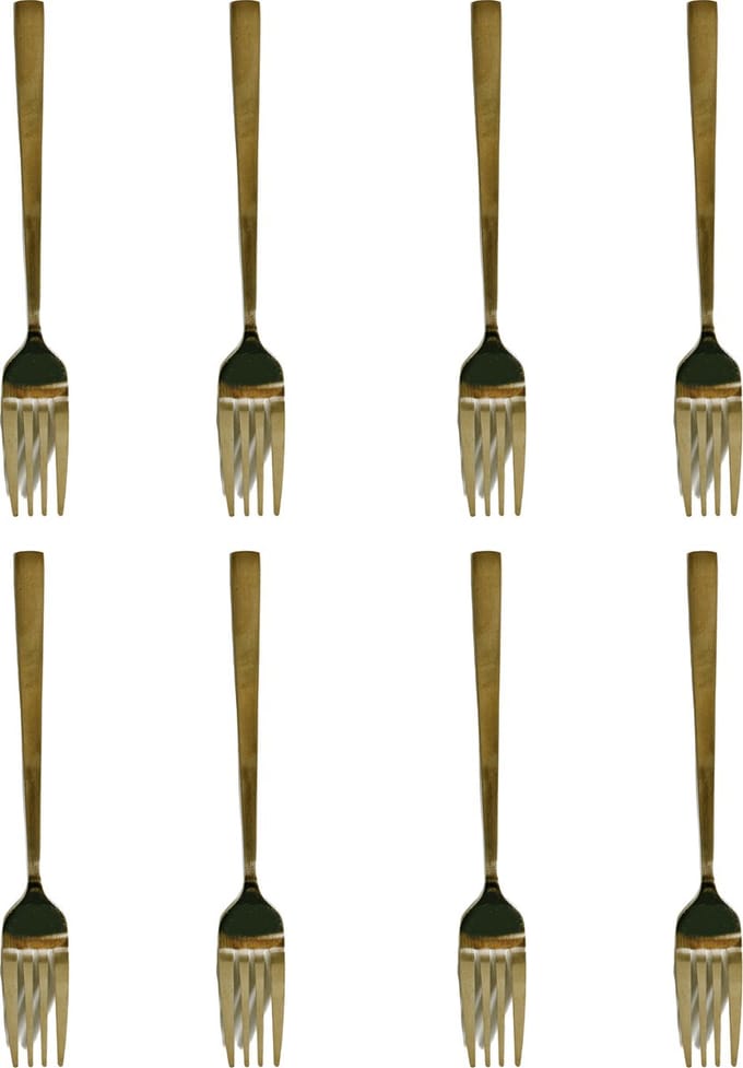 3BMT® Gebaksvorken - 8 Gebaksvorkjes - Goud - RVS - 15 cm lengte