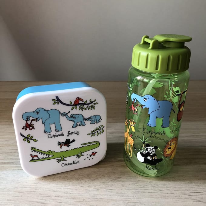 Jungle dieren drinkfles / drinkbeker met medium snackbox - Tyrrell Katz